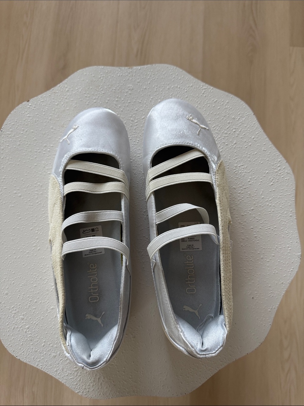 Puma Metallic Silver Ballet Flats with Straps